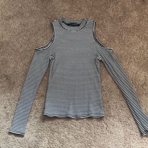 One Clothing Striped Cold Shoulder Top